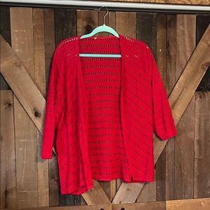 Elegant Red Women's Open Cardigan